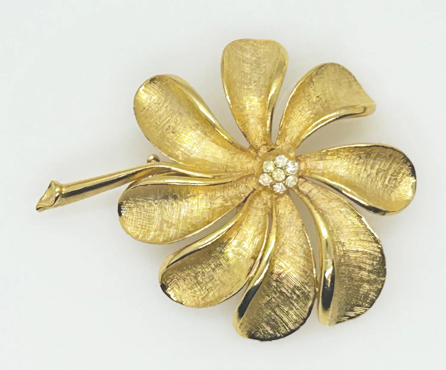 Golden Flower with Long Petals Vintage Brooch