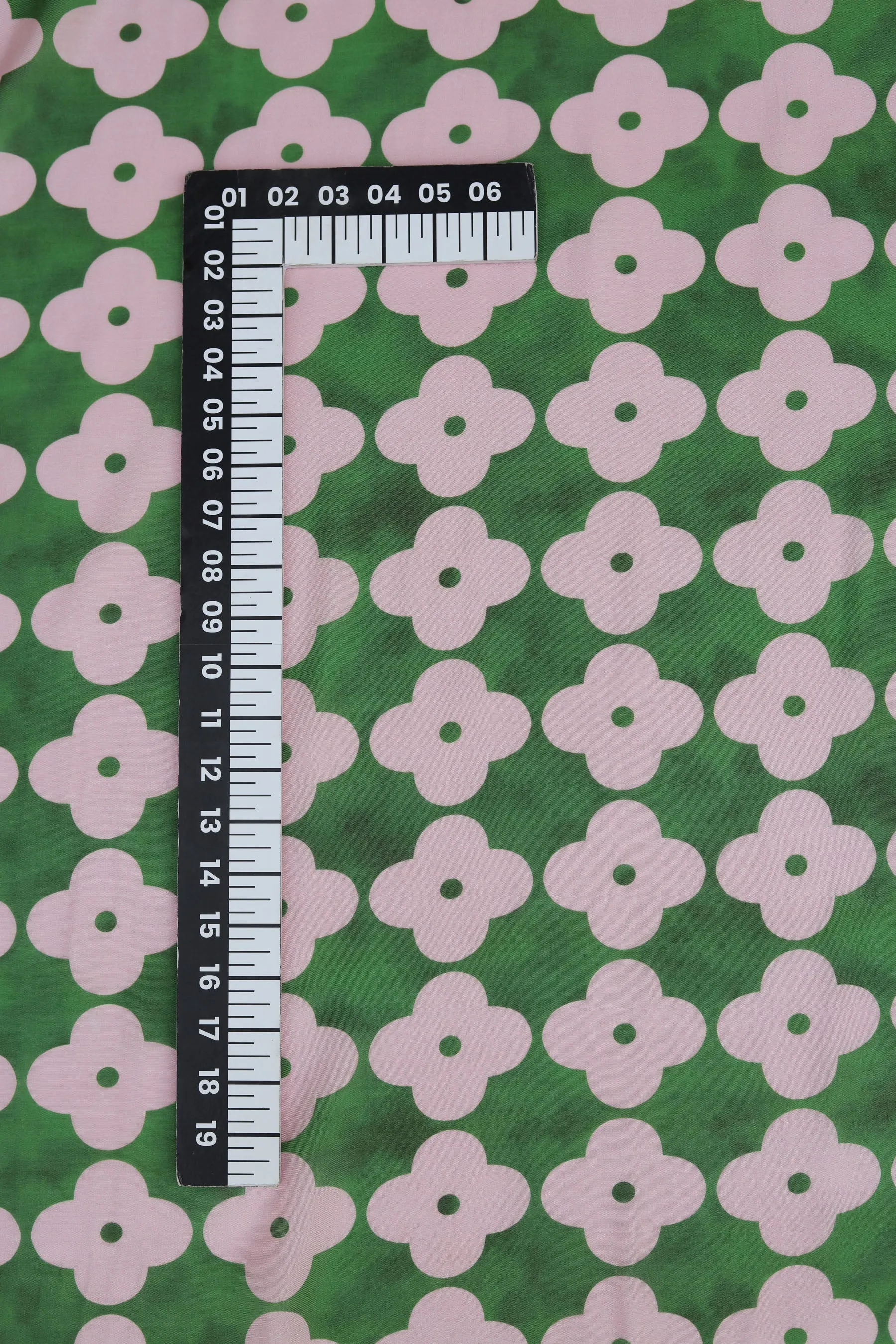 Green Olive All Over Geometric Print Natural Muslin Silk Fabric