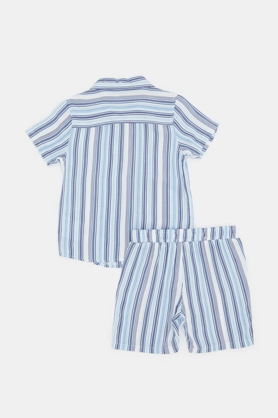 Infant Boys Blue And White Striped Casual Set (2 Piece)