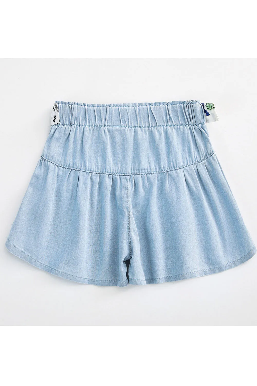 Kids Girls Pretty Solid Colored Elasticated Waist Summer Casual Denim Short - KGSH108770