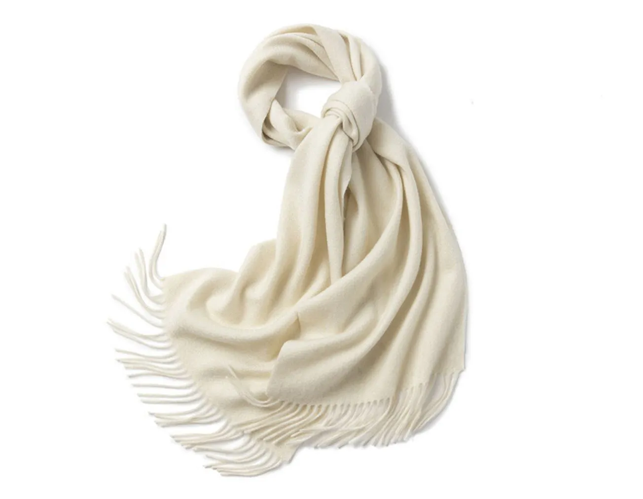 Lambswool Scarf Woven Plain Woolwhite