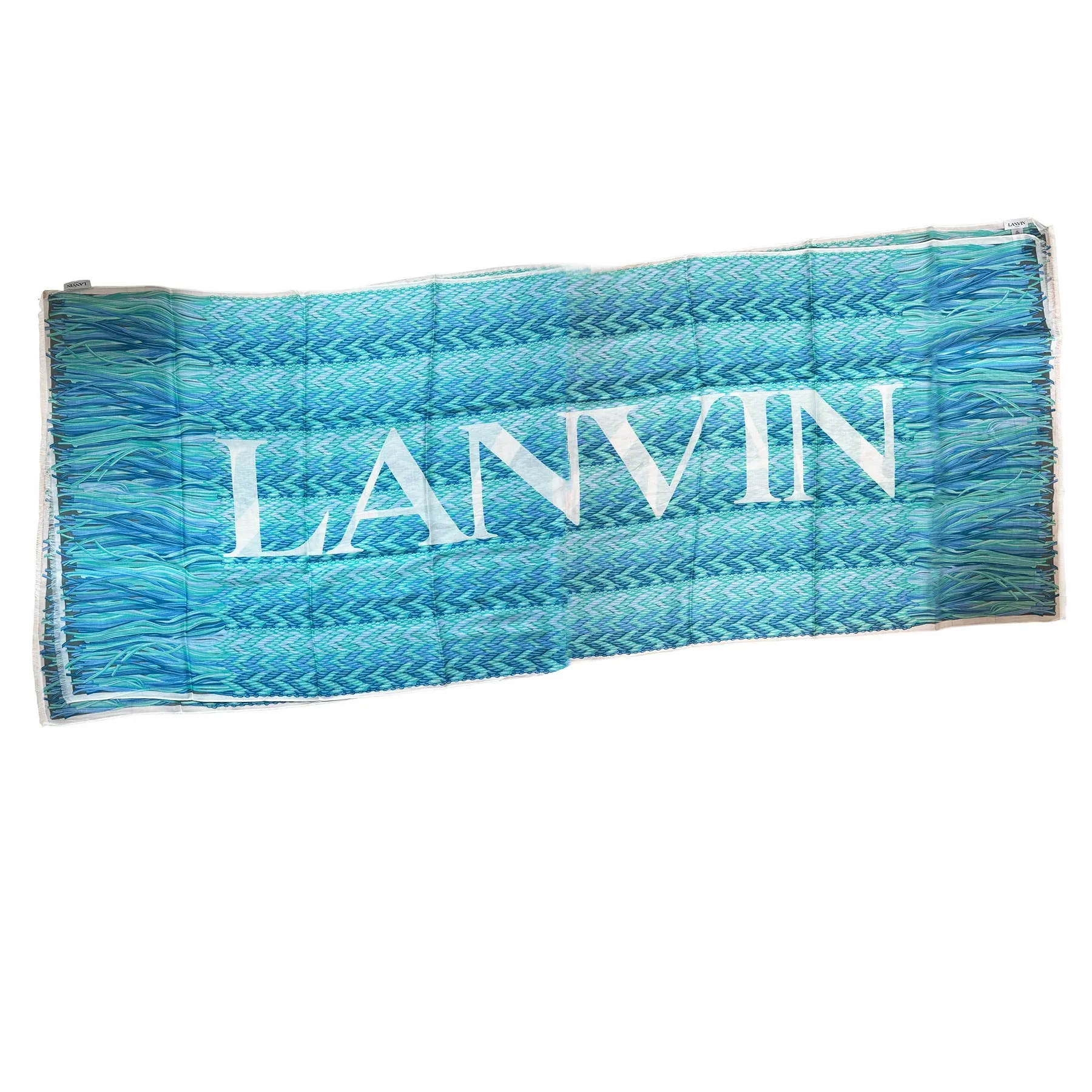 Lanvin Scarf Multi-Color Weave & Fringe Design - Cashmere Blend Shawl