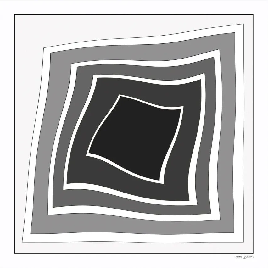 LARGE SILK SATIN SCARF - FREESTYLE - Black & White - 47x47"