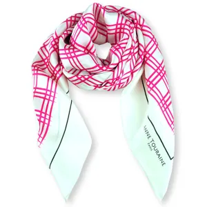 LARGE SILK SATIN SCARF - STREET CHIC - Pink - 47x47"