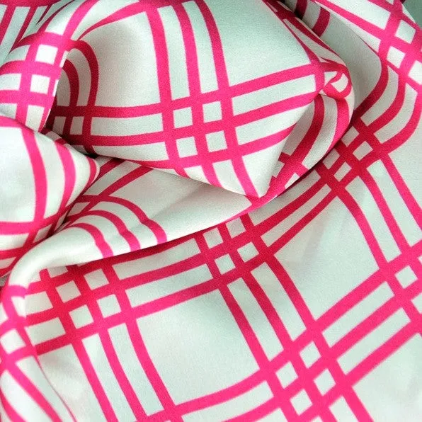 LARGE SILK SATIN SCARF - STREET CHIC - Pink - 47x47"