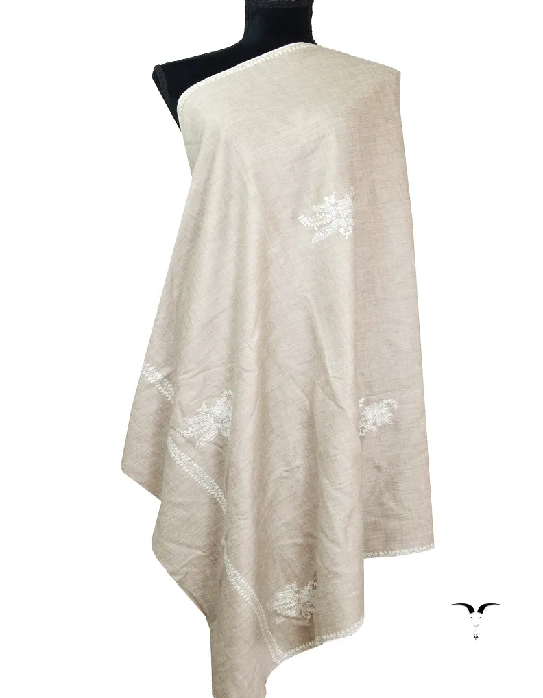 light natural booti embroidery pashmina shawl 8582