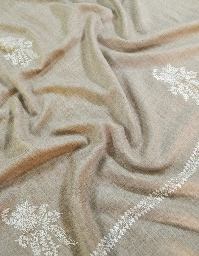 light natural booti embroidery pashmina shawl 8582