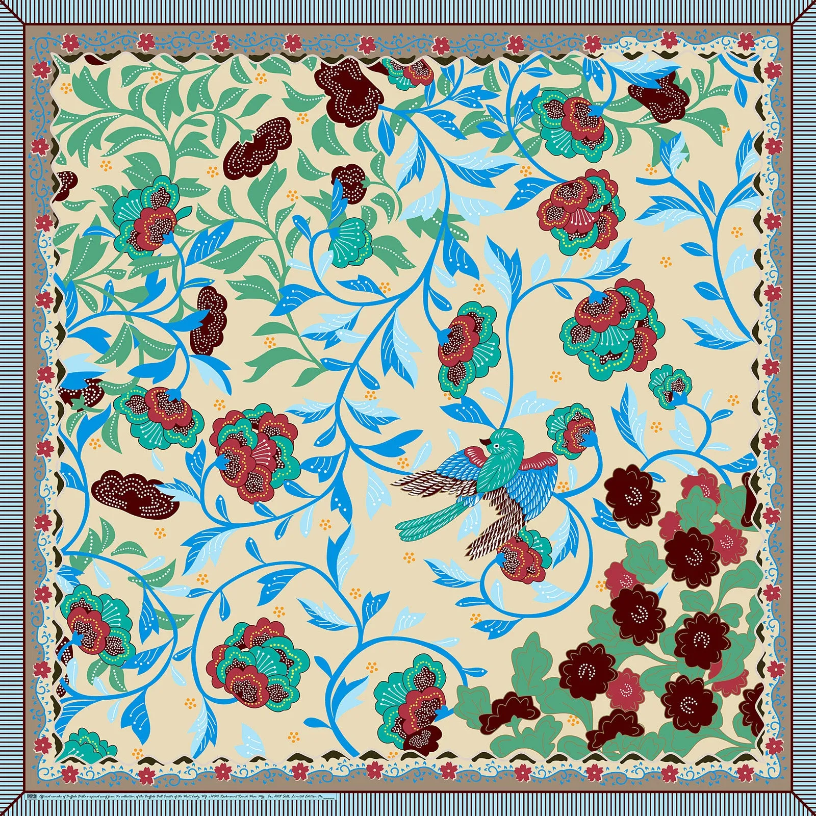 Limited-Edition Floral & Swallow Silk Scarf by Buffalo Bill