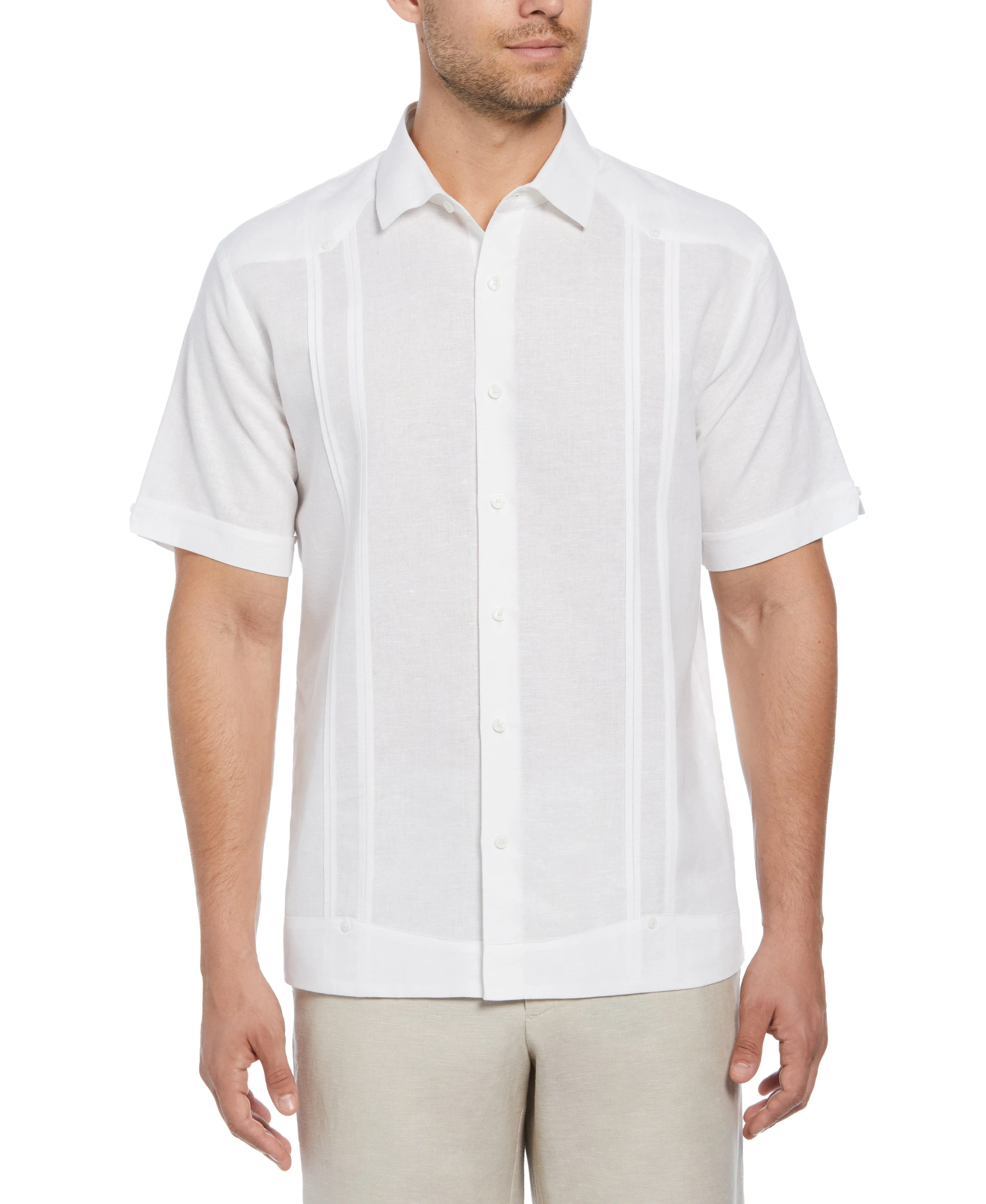 Linen Blend No-Pocket Guayabera Shirt