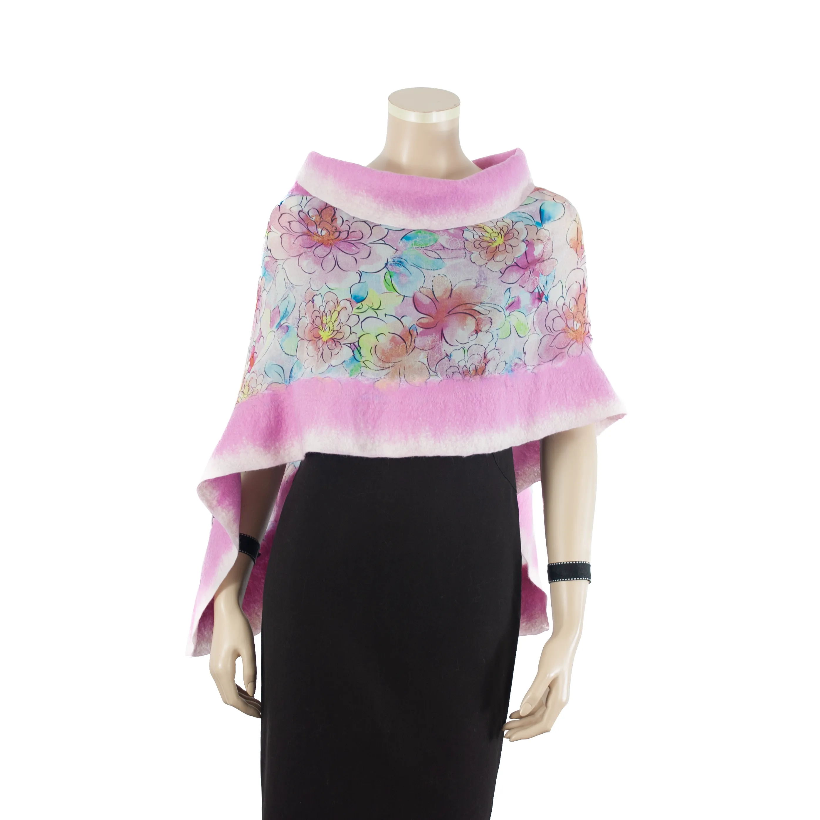 Linked pink flowers scarf #148-12