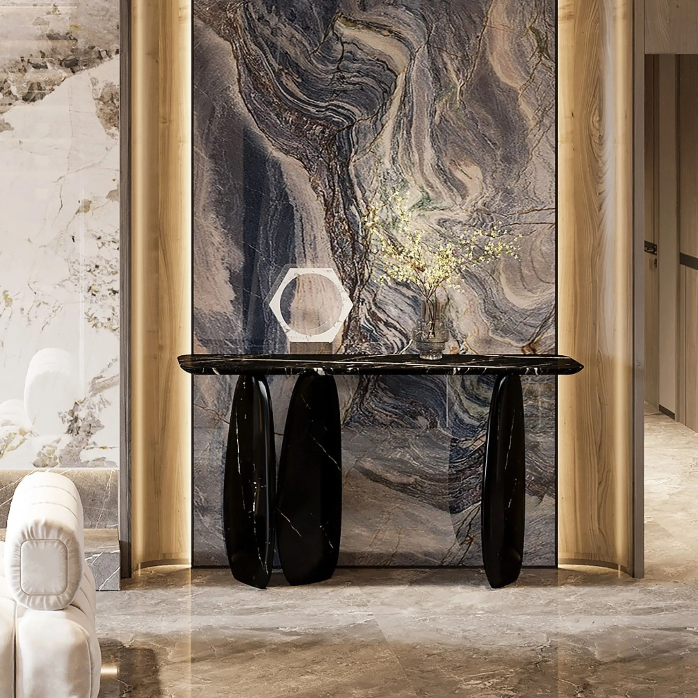 Lisbon Nero Marquina Console Table - 495DTN