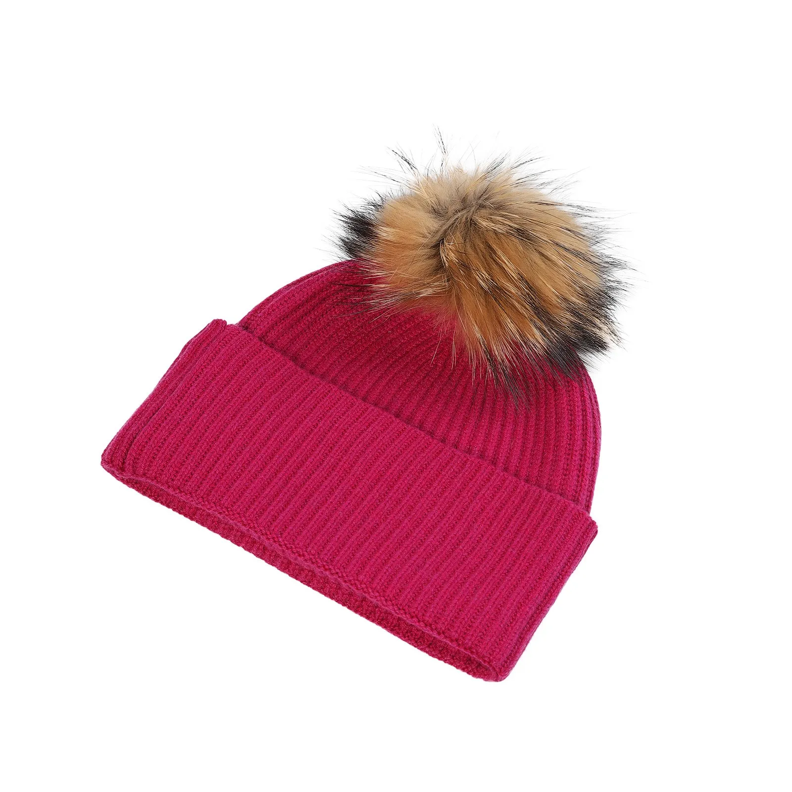 Luxury Rib Deep Turn Up Ladies Beanie Fuchsia