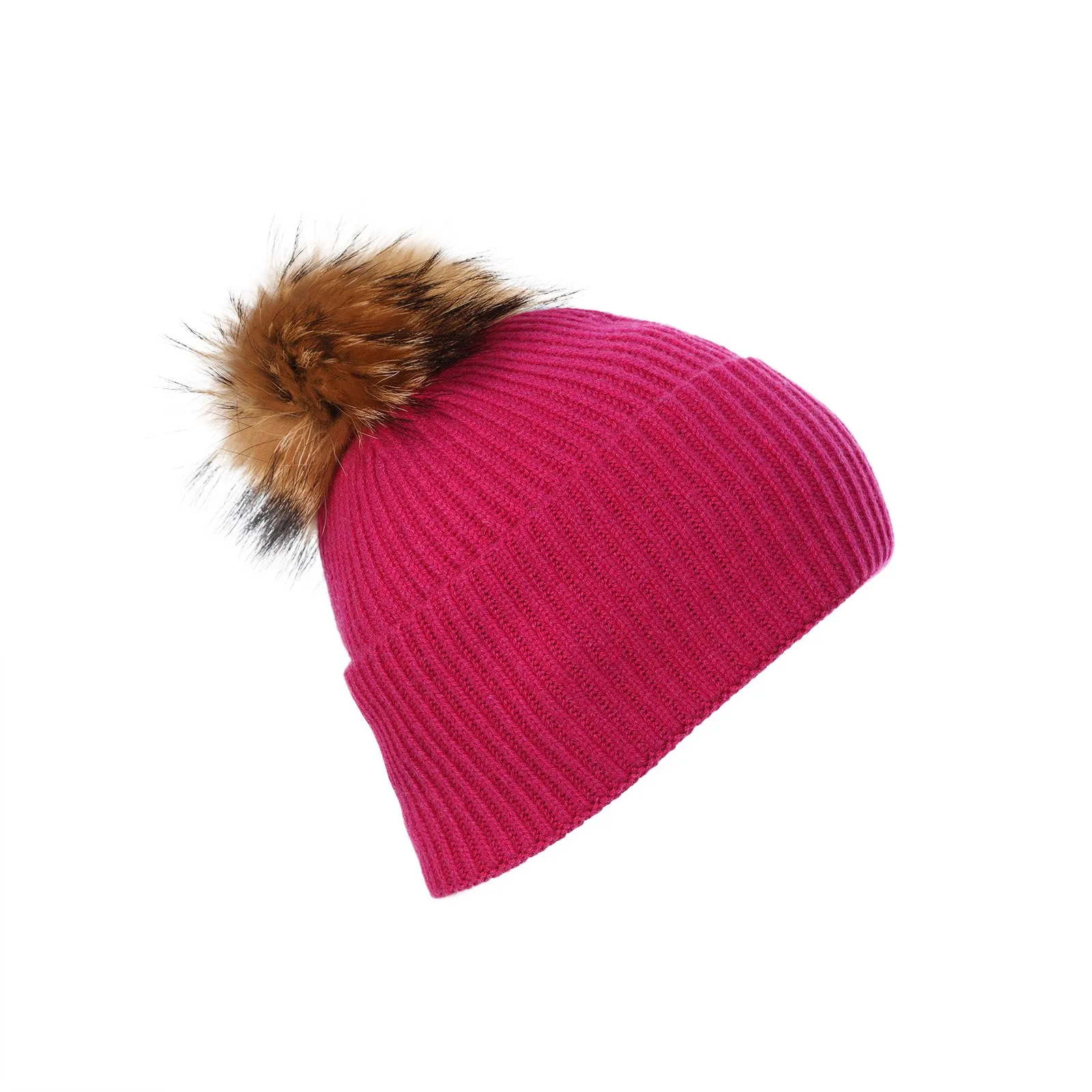 Luxury Rib Deep Turn Up Ladies Beanie Fuchsia