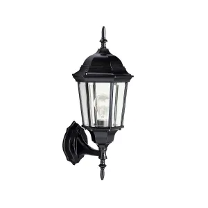 Madison 23 In 1-Light Outdoor Wall Light with Clear Beveled Glass, Black Finish