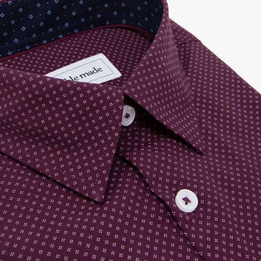 Maroon Patterned Short Sleeve Button Up Shirt | The Rambutan