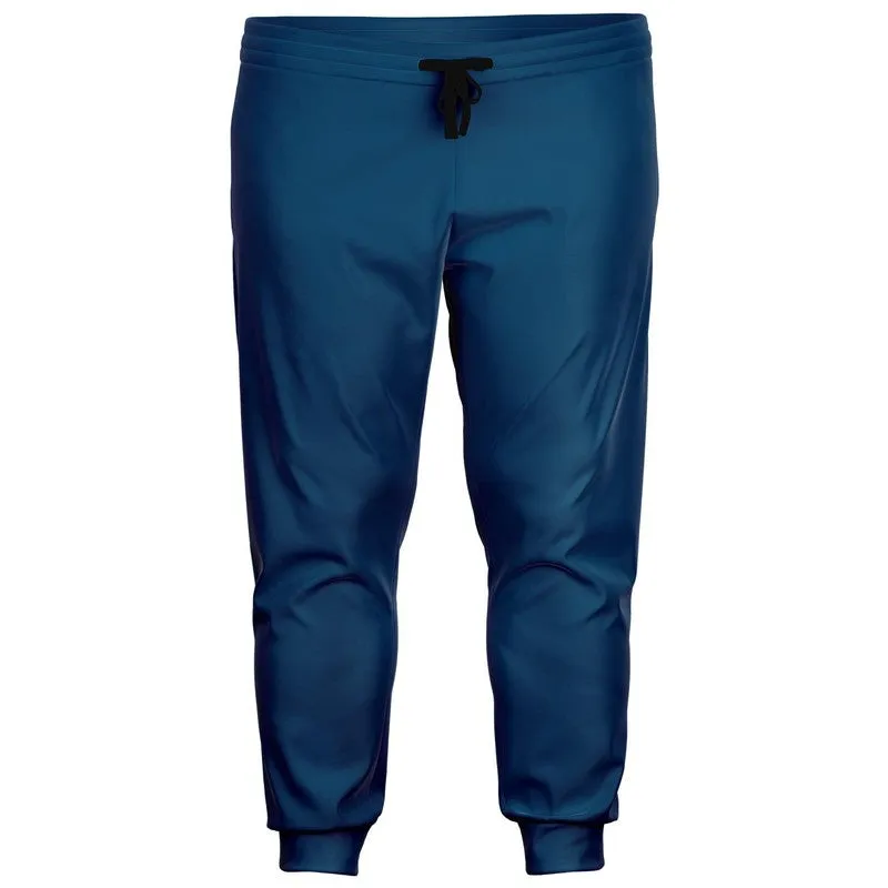 Medium Dark Blue Cyan Joggers | Unisex | with PLUS sizes | Medium Dark Pure Blue Cyan | C100M25Y0K60