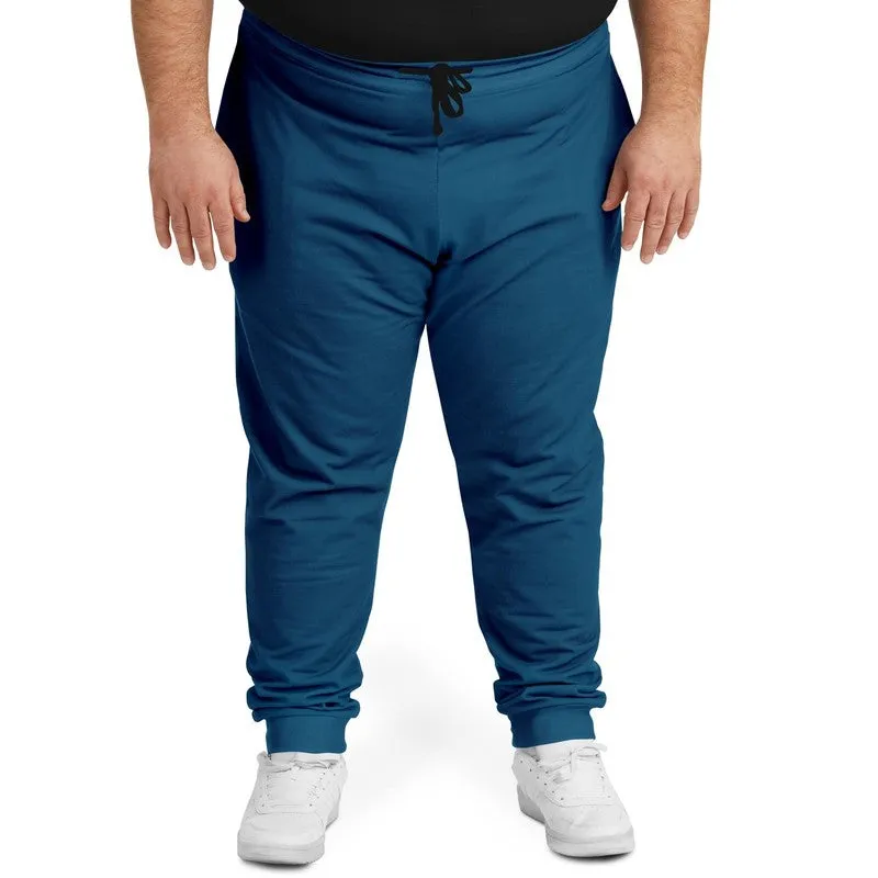 Medium Dark Blue Cyan Joggers | Unisex | with PLUS sizes | Medium Dark Pure Blue Cyan | C100M25Y0K60