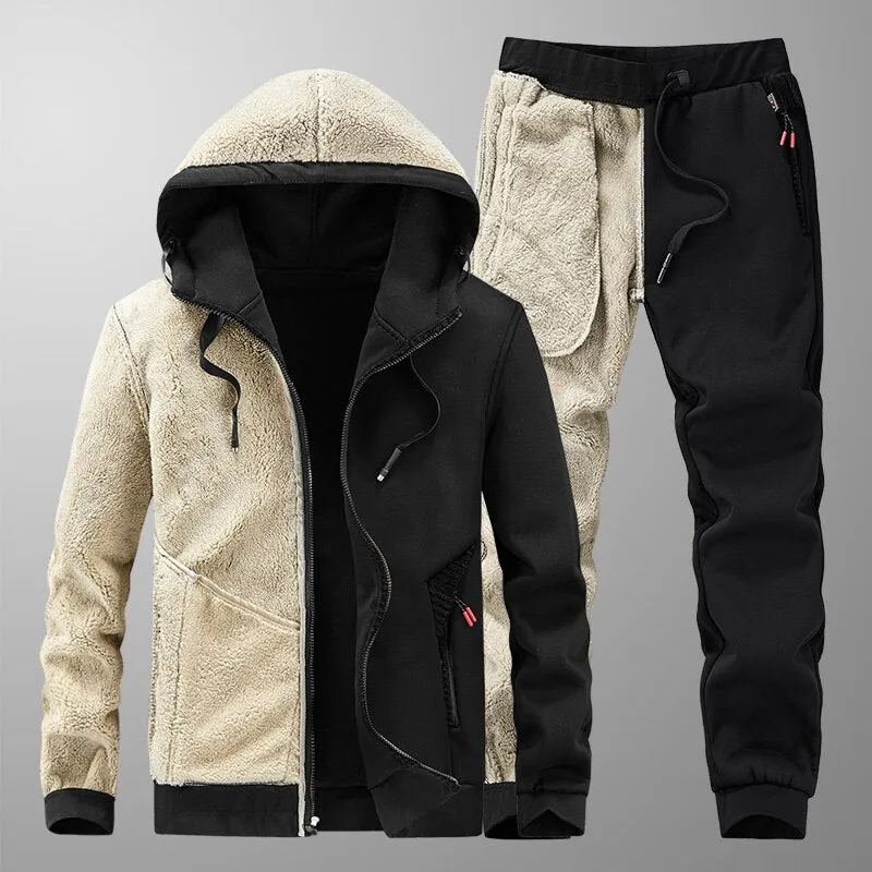 Mens Winter Sporting Fleece Thick Hooded Casual Track Suit