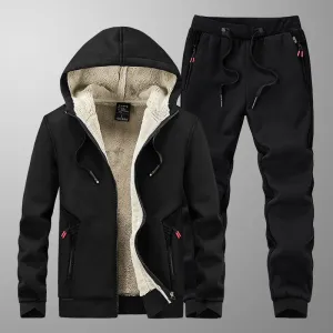 Mens Winter Sporting Fleece Thick Hooded Casual Track Suit