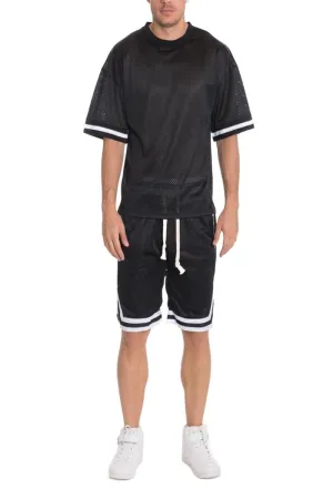 Mesh Jersey Tshirt And Basketball Short Set