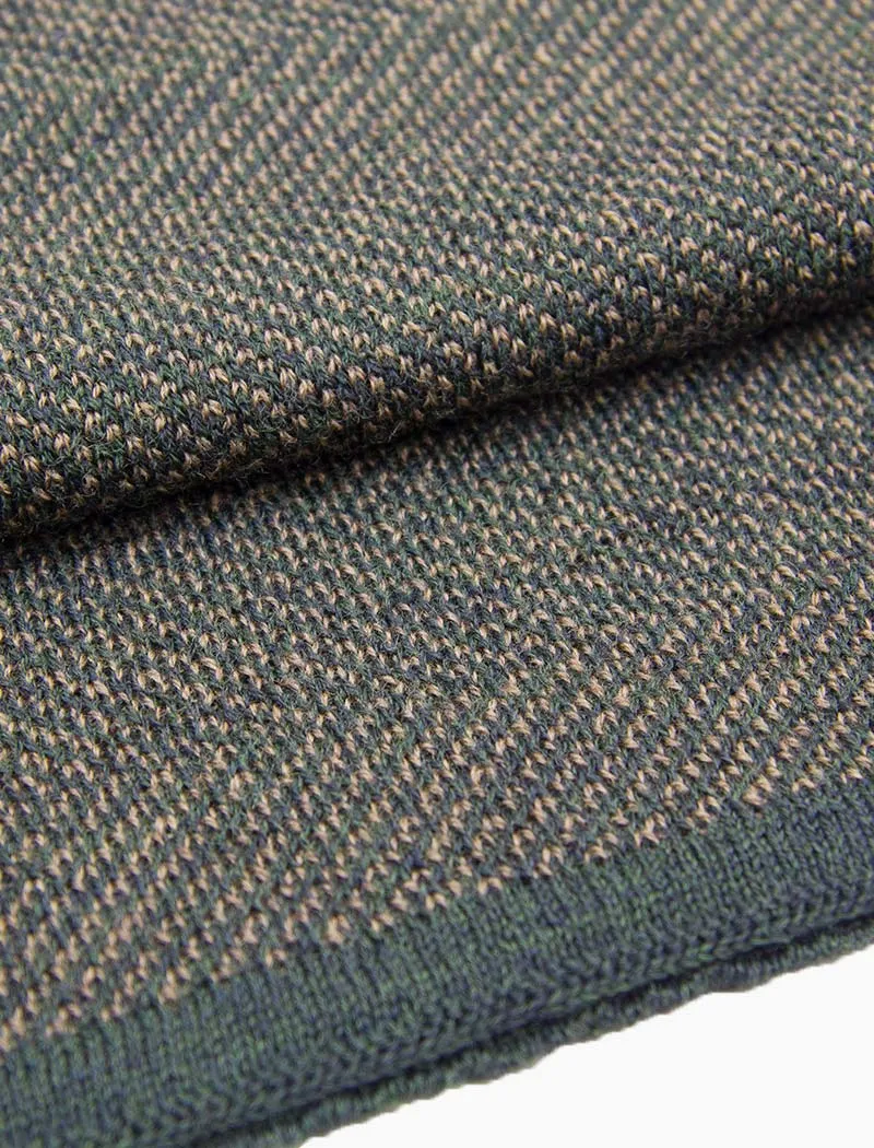 Military Green & Brown Reversible Herringbone Knitted Wool Scarf