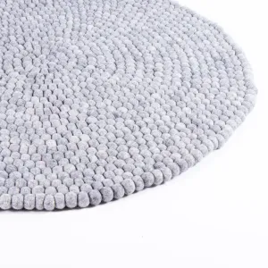 Natural wool felt ball rug round