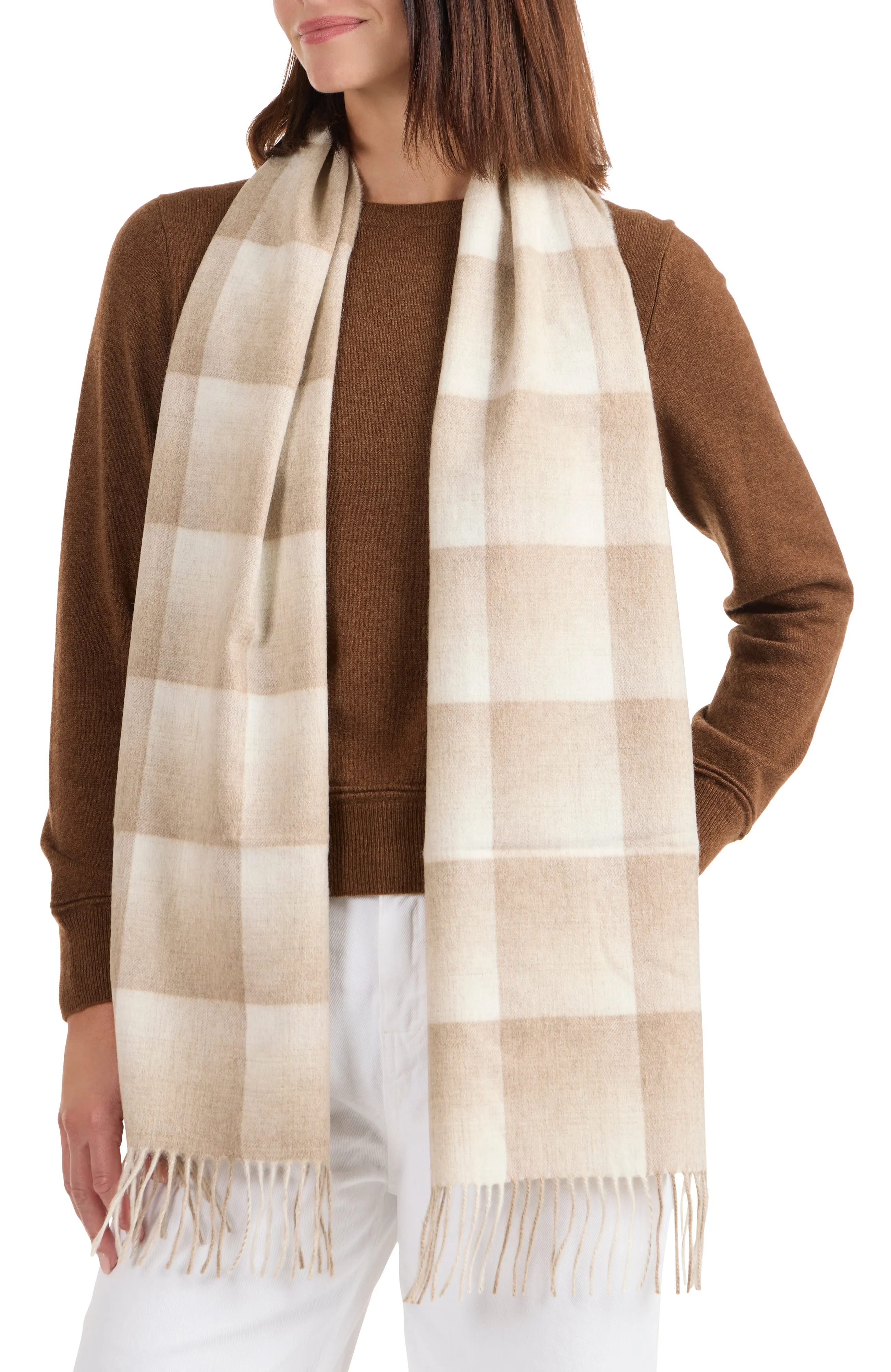 OMBRE GRID CASHMERE SCARF