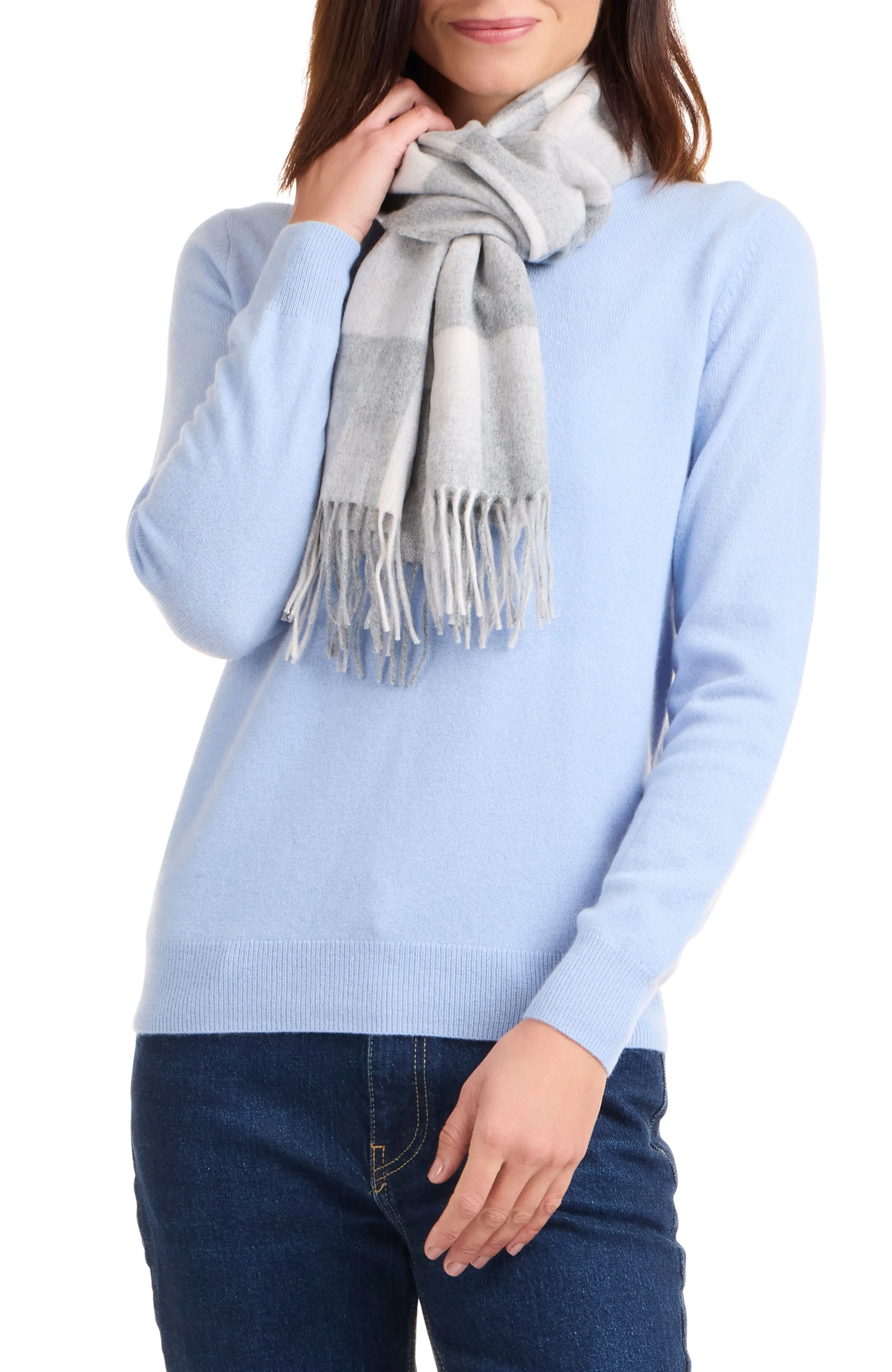 OMBRE GRID CASHMERE SCARF