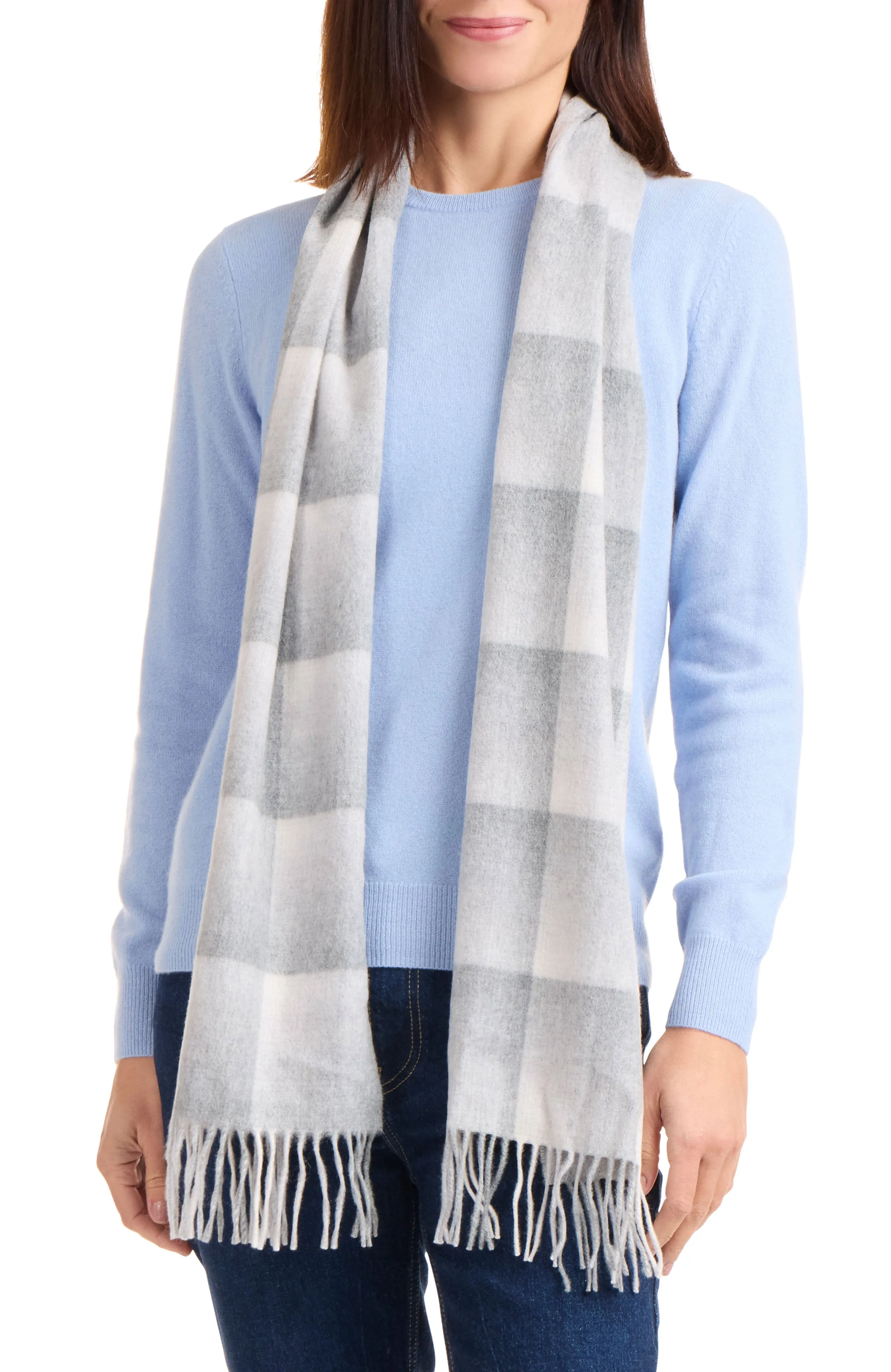 OMBRE GRID CASHMERE SCARF