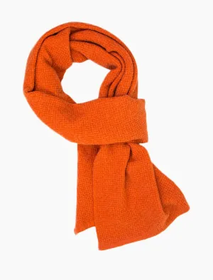 Orange Basket Weave Knitted Wool & Cashmere Scarf