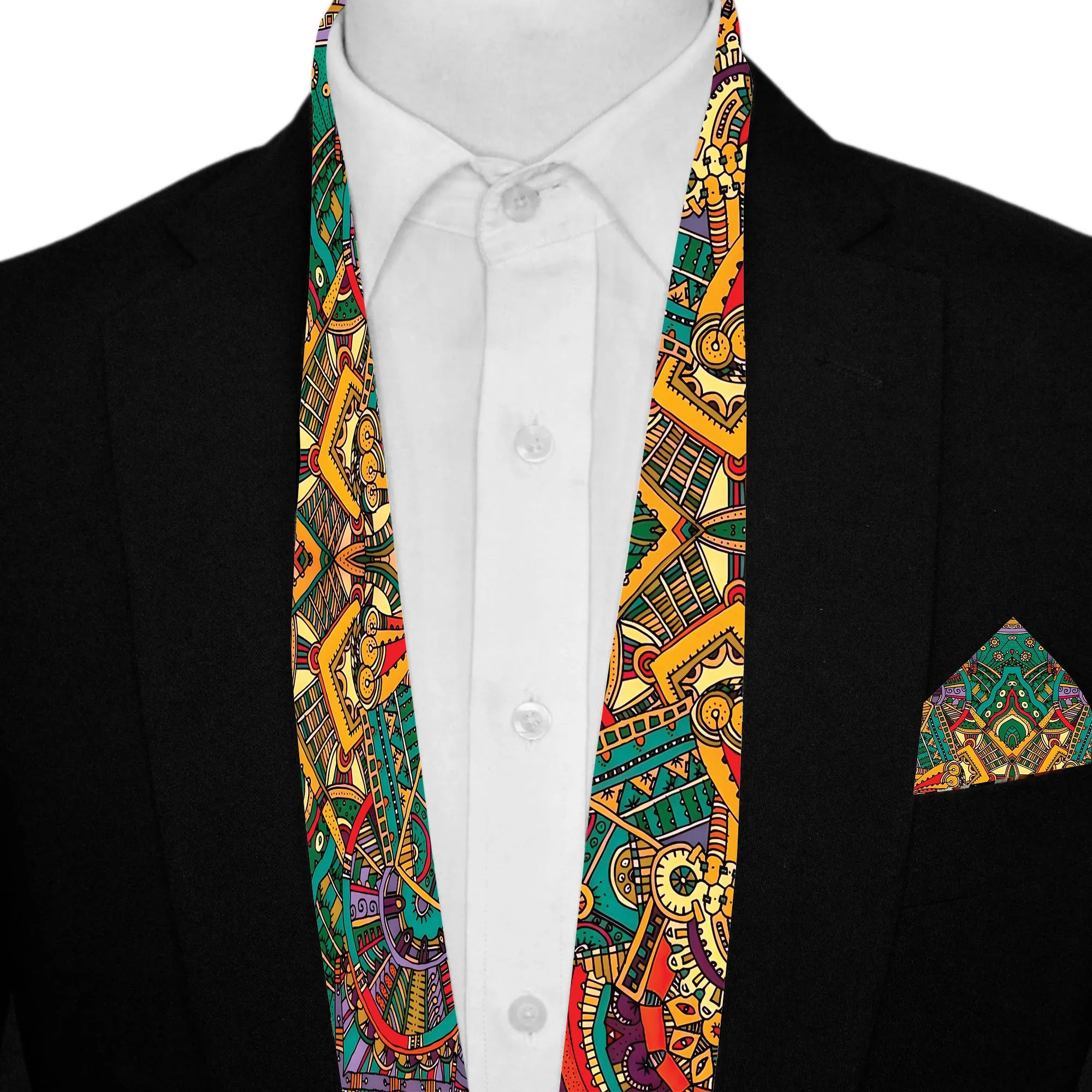 PAKISTAN BRAND SCARF AND POCKET SQUARE SET - SEAMLESS ABSTRACT