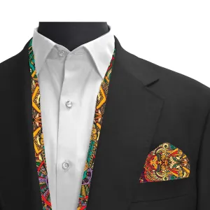 PAKISTAN BRAND SCARF AND POCKET SQUARE SET - SEAMLESS ABSTRACT