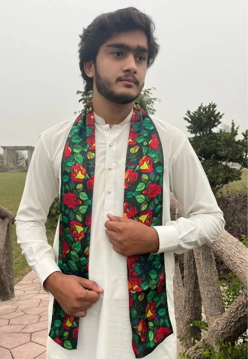 PAKISTANI BRAND SCARF FOR MEN PREMIUM COLLECTION - FLAMBOYANT FLOWER