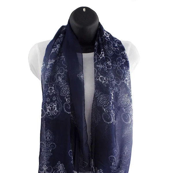 Porcelain Style Blue Women’s Scarf