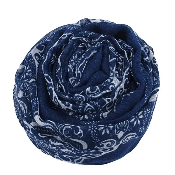 Porcelain Style Blue Women’s Scarf