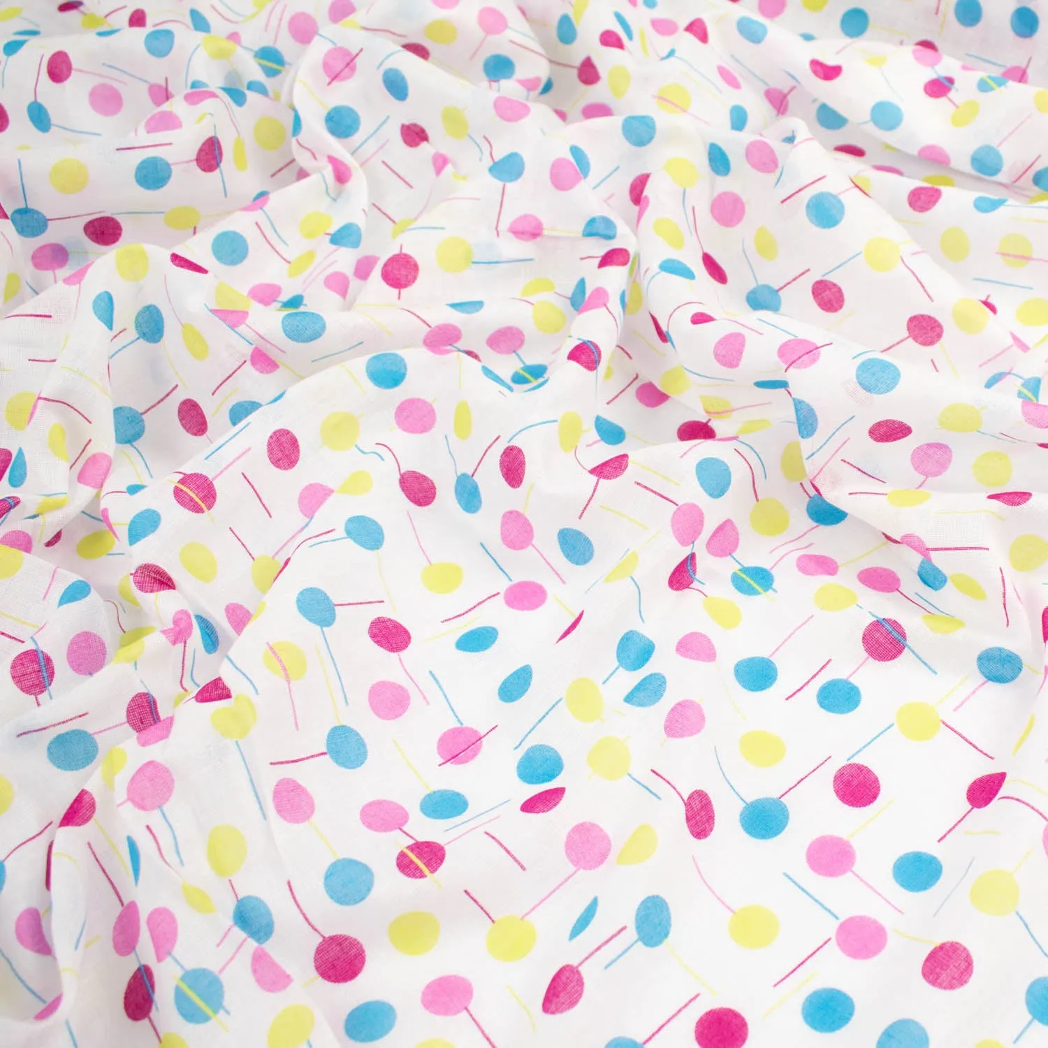 Printed Voile Blue & Pink Dots