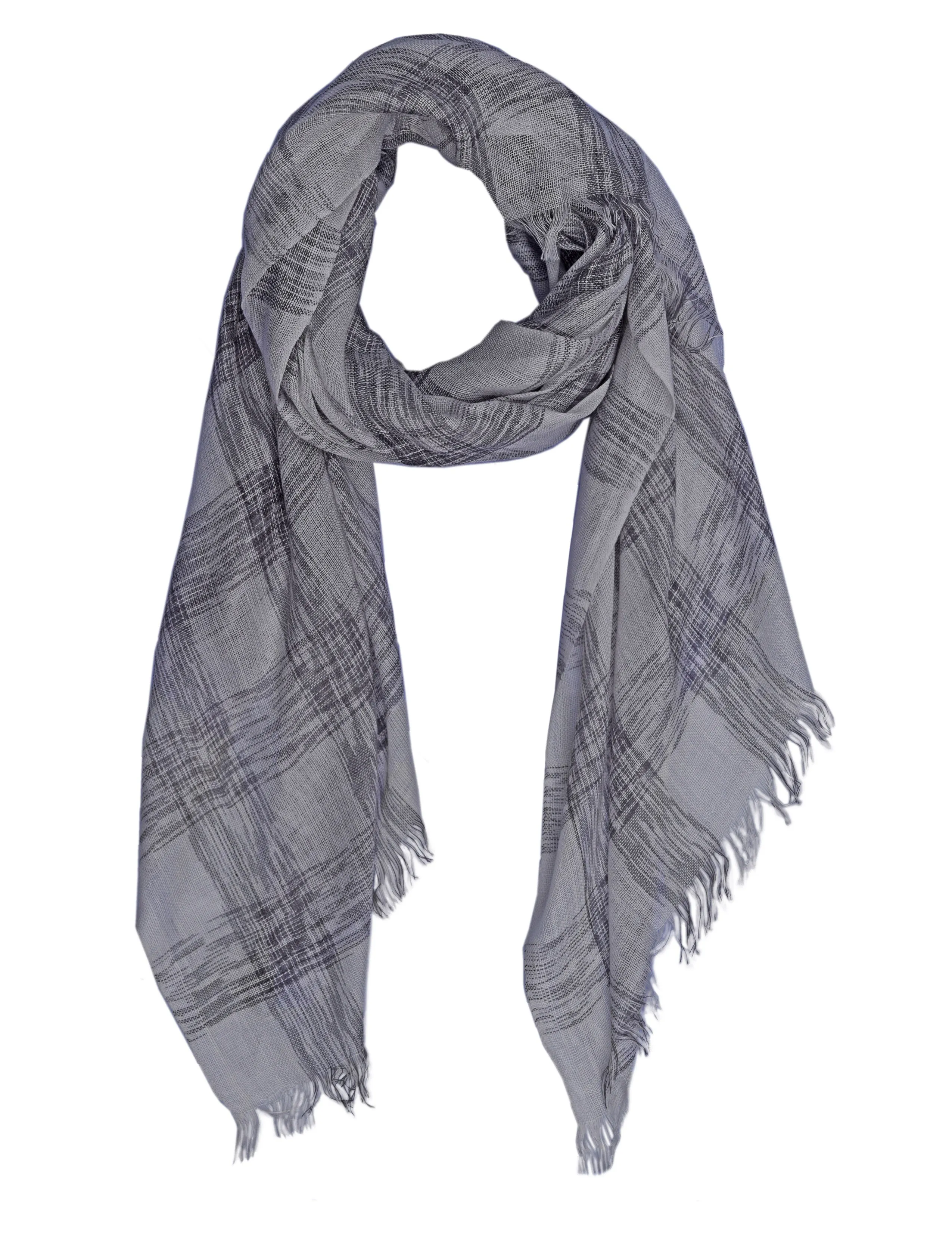 Pure Cotton Sheer Self Design Checks and Pattern Scarf