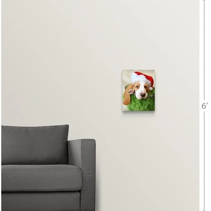 "Basset Hound wearing a Santa hat" Canvas Wall Art