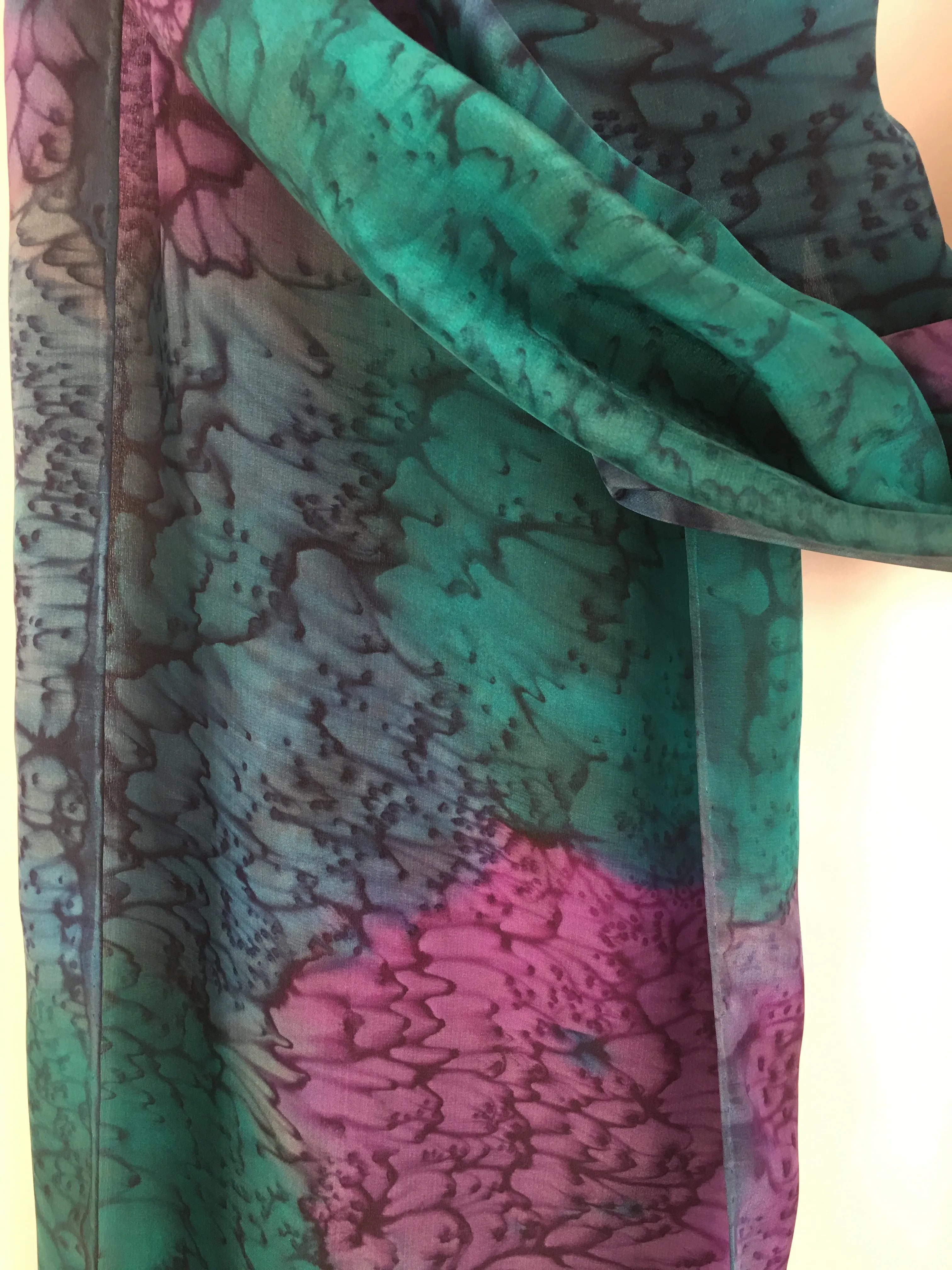 "Peacock Mermaid" - Hand-dyed Silk Scarf - $125