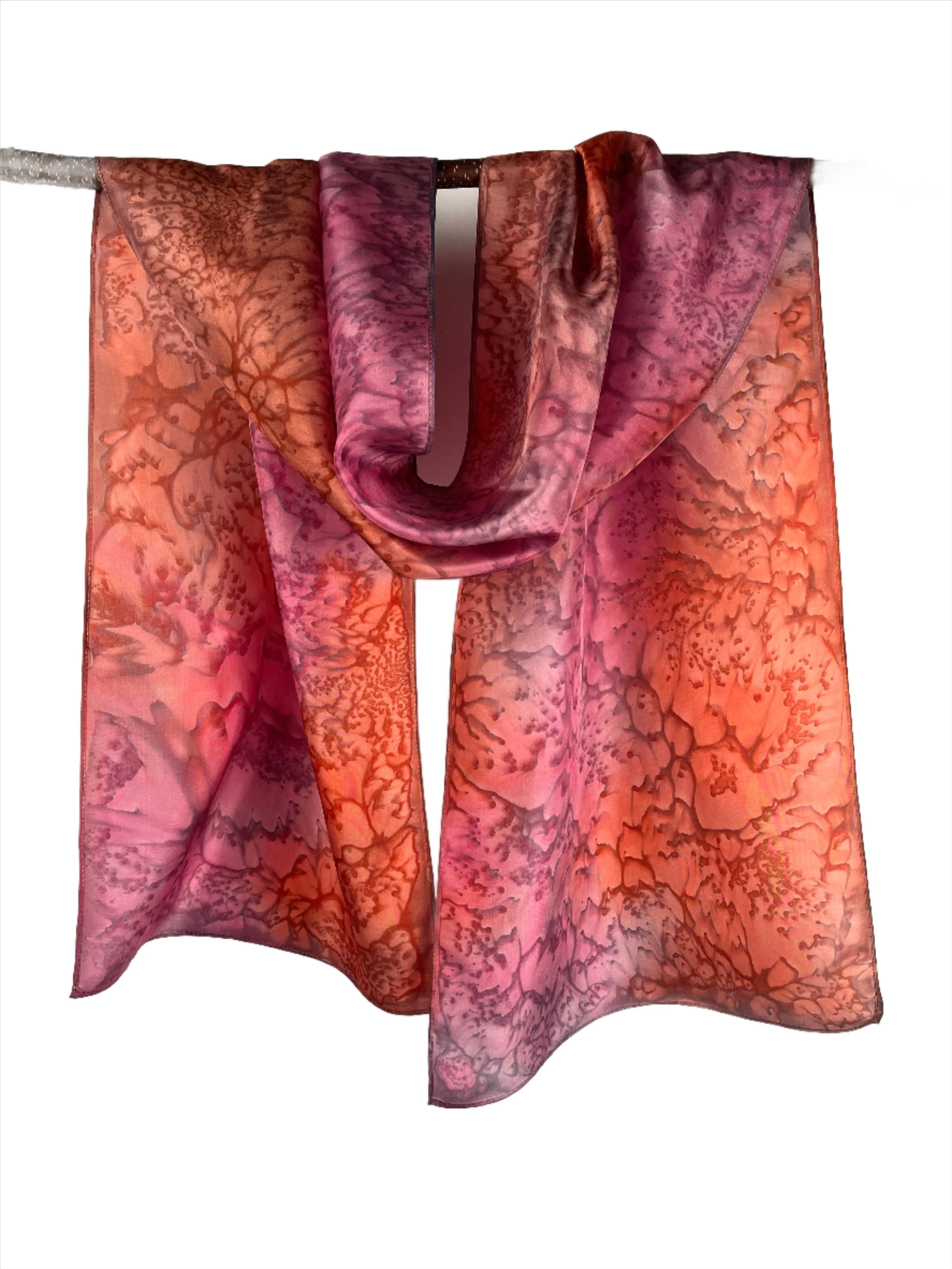 "Sunset Mermaid" - Hand-dyed Silk Scarf - $125