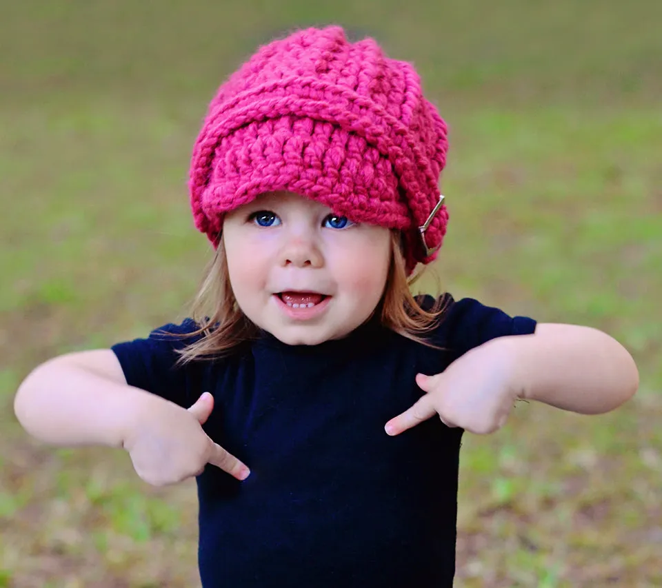 Raspberry pink buckle beanie winter hat