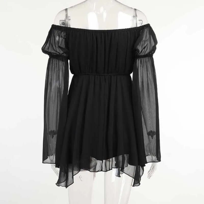 Renaissance Dress Off-Shoulder Dress Long-Sleeved Ruffled Party Mini Dress