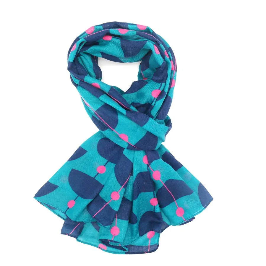 Retro Shapes Scarf Teal