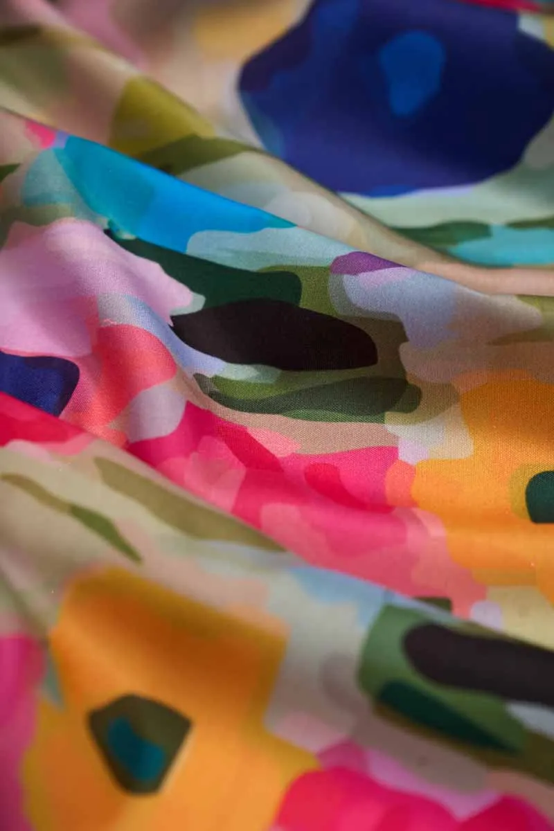 Rosy Multicolor Printed Muslin Fabric