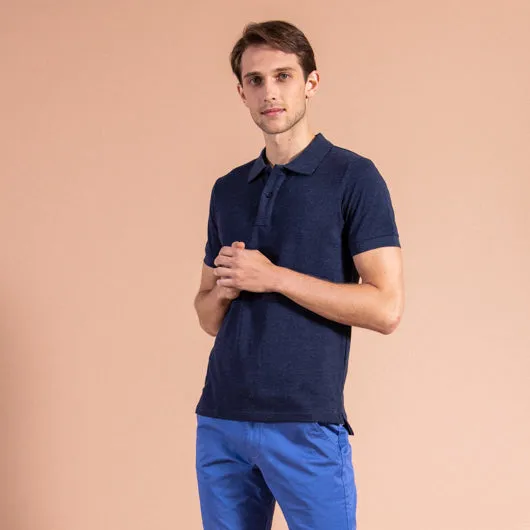 Rugged Slate Dark Blue Cotton Polo T-Shirt