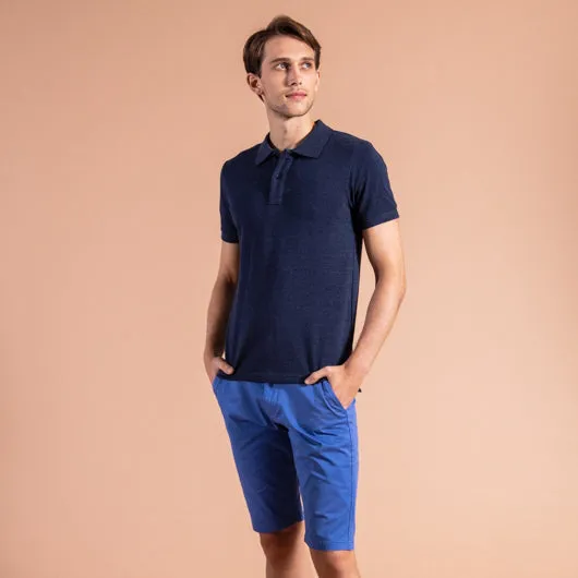 Rugged Slate Dark Blue Cotton Polo T-Shirt