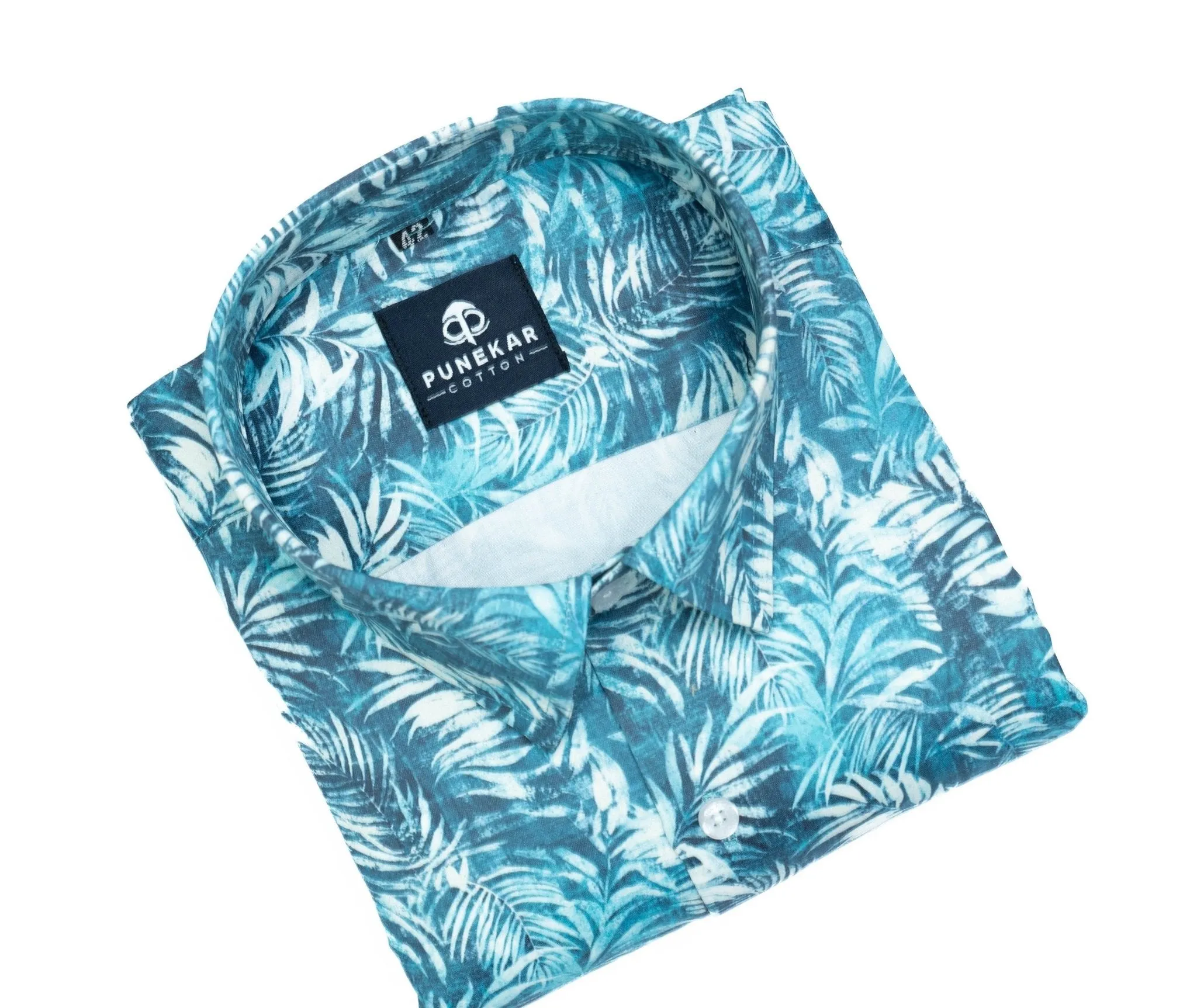 Sea Blue Color Leaf printed Shirt For Men