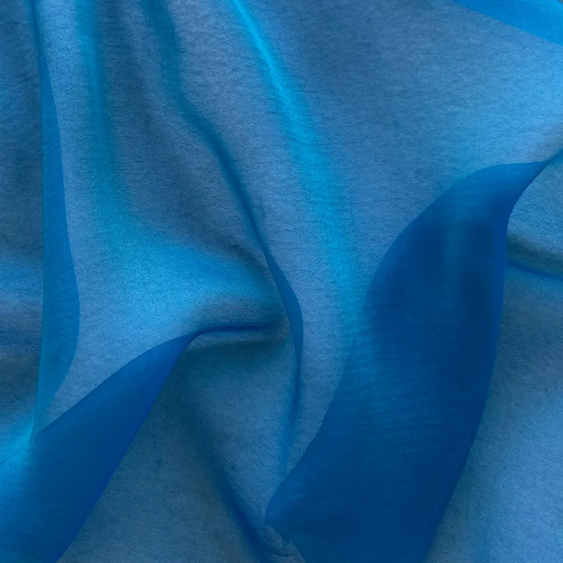 Semi-Sheer Iridescent Turquoise Pool Silk Chiffon (Made in Italy)