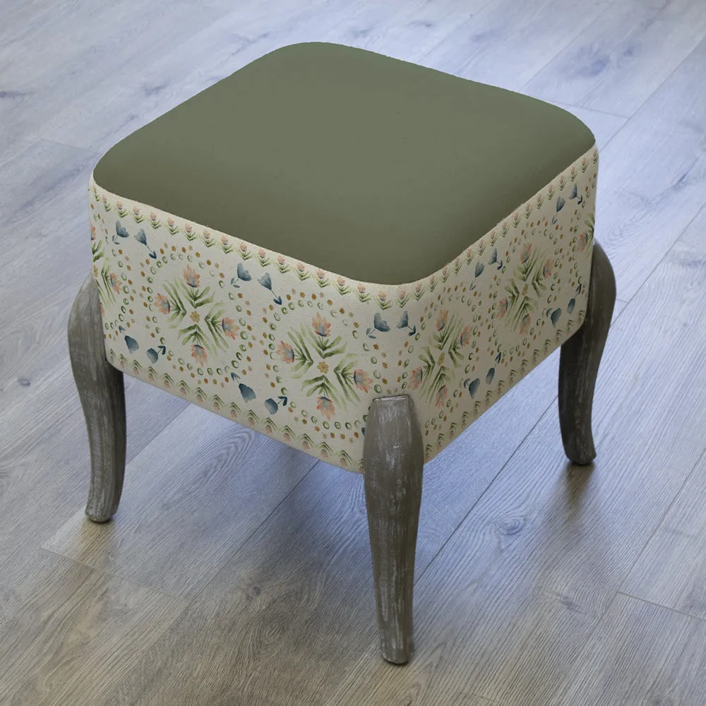 Sera Printed Ralf Footstool Sage