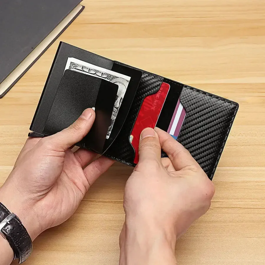 Sleek and Secure Carbon Fiber Slim Aluminium Wallet – YRFID-Blocking Men's Wallet Credit Card Holder!